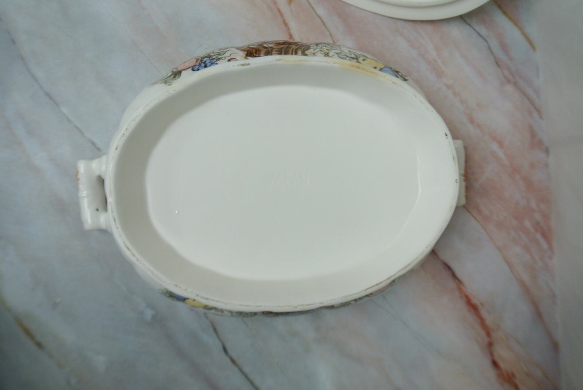 Vintage Soup tureen Harvest Fruit Basket Ceramic Japan No Ladle