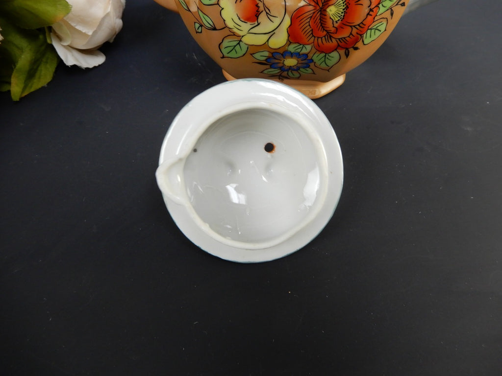 Vintage Japanese Yu Shoten And Company Peach And Blue Lusterware Teapot