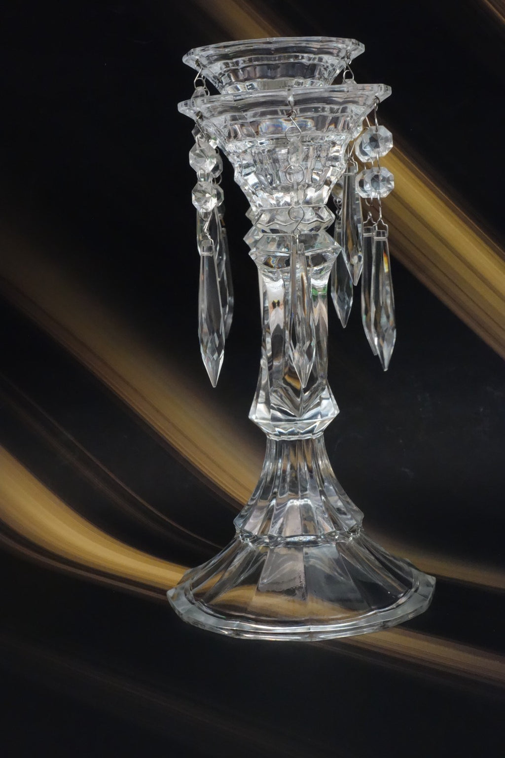 Vinrage Shannon Crystal Designs 3 Arm Candelabra W/ 14 Prisms 12-1/2" High