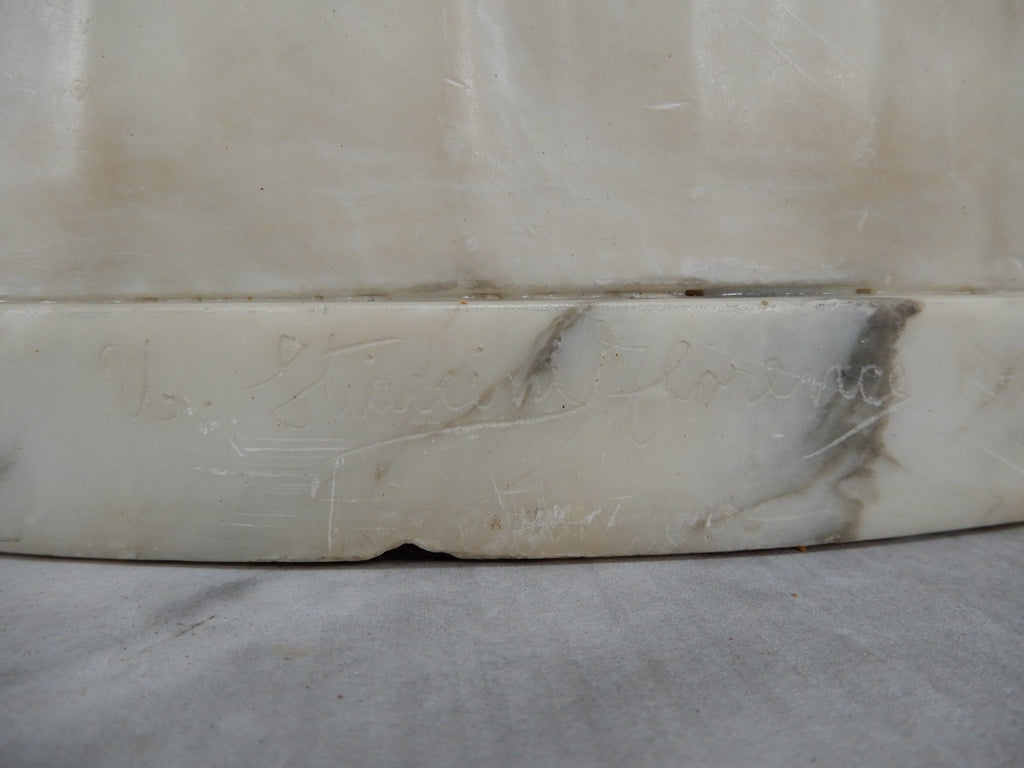 Alabaster Marble Bust Statue Young Woman Signed Stiaccini Florence Italy 10.5"H