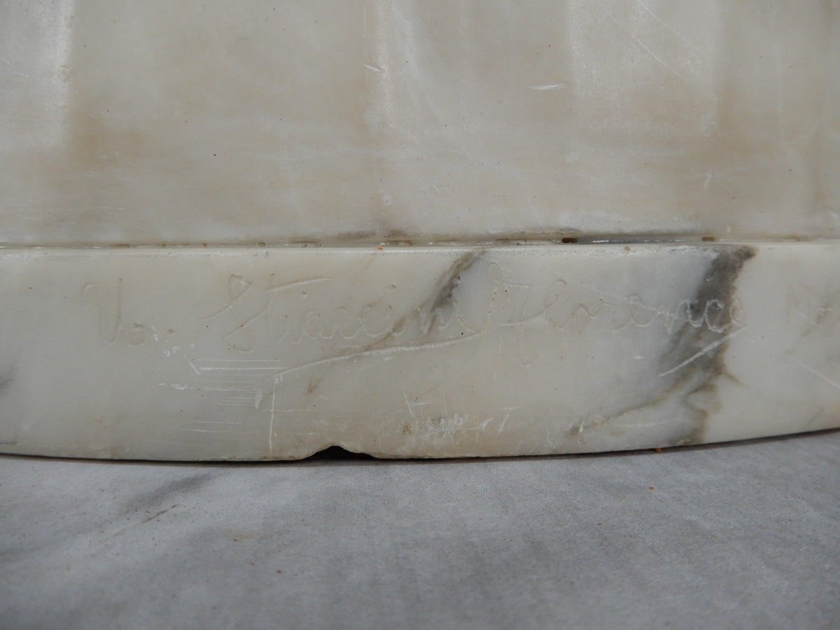 Alabaster Marble Bust Statue Young Woman Signed Stiaccini Florence Italy 10.5"H