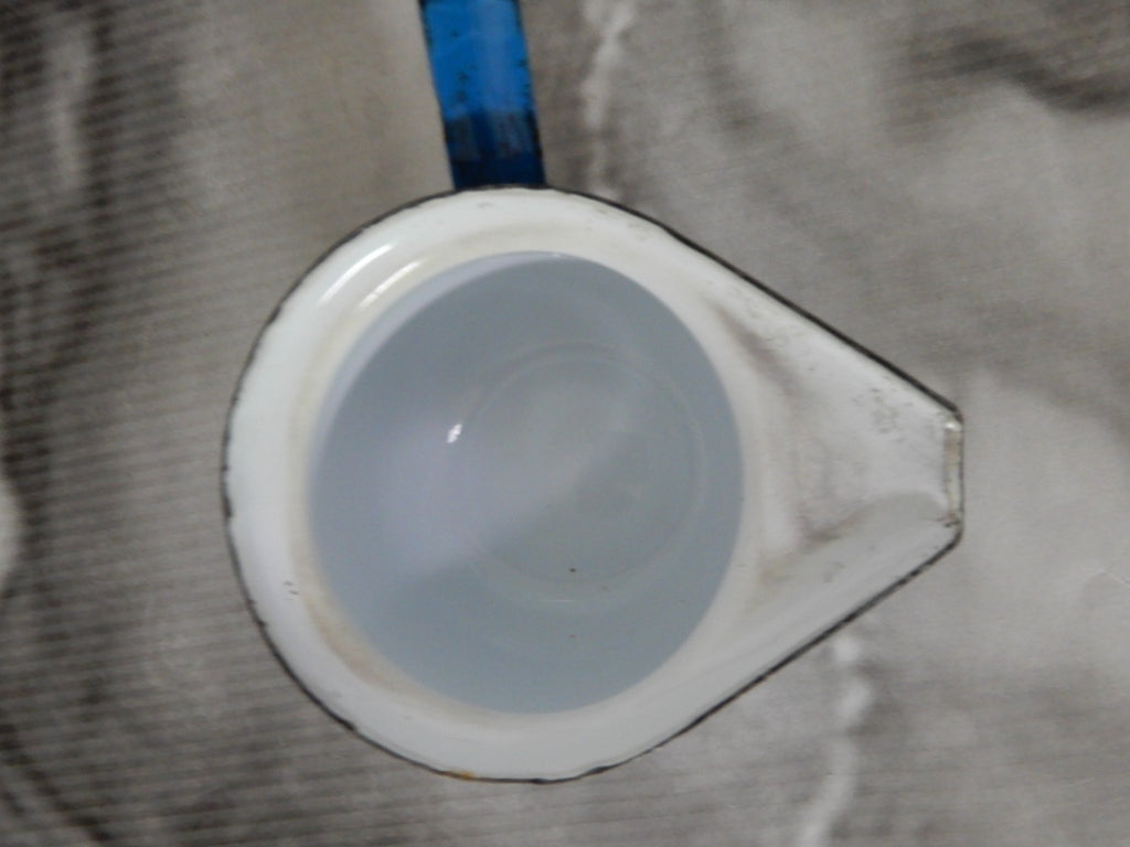 Vtg Blue ,White, Black Enamelware Small Ladle Dipper Farm House Decor