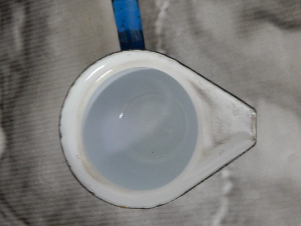 Vtg Blue ,White, Black Enamelware Small Ladle Dipper Farm House Decor