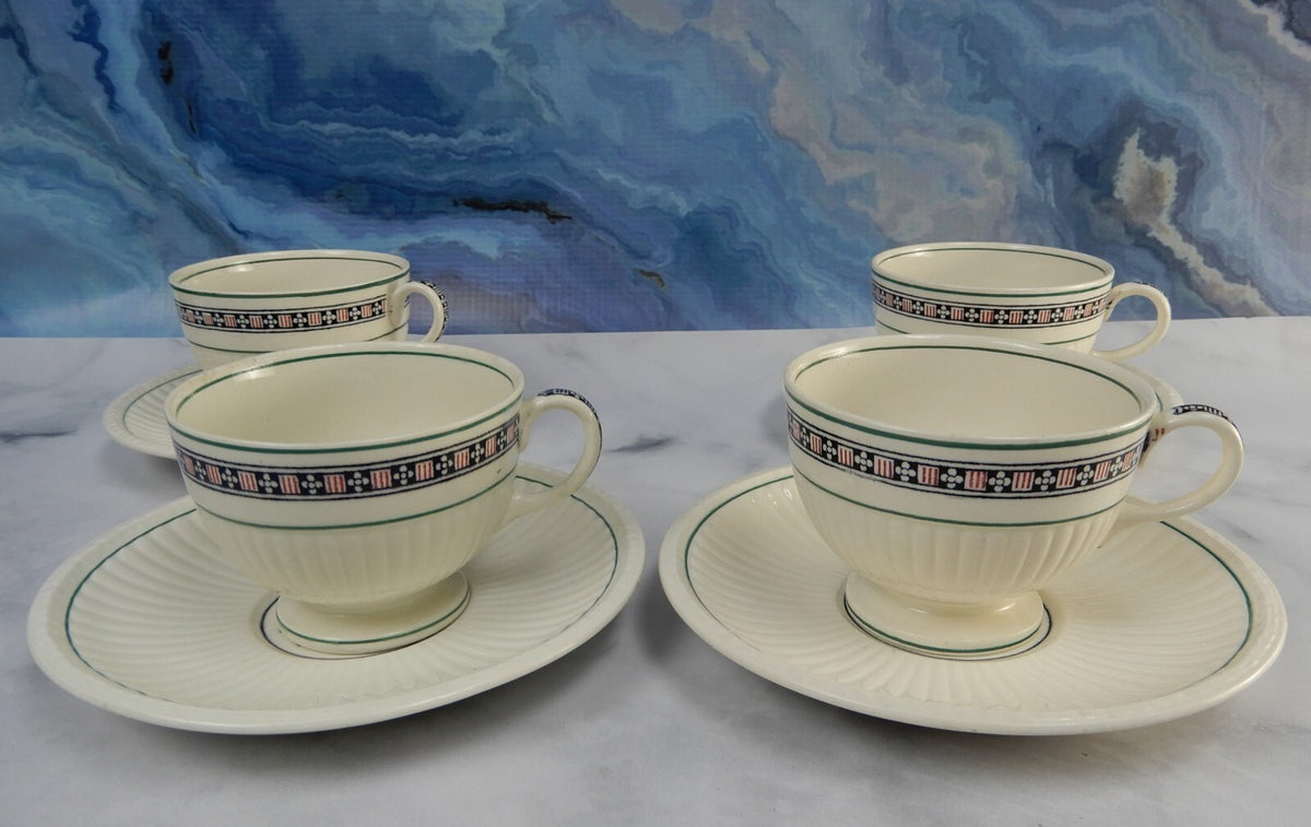 4 Wedgewood Trentham Red China Cups and Saucers Dated August /1 /1922