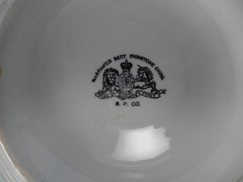 Antique B.P. Co. White Ironstone Wash Basin Bowl Cottagecore Kitchen Decor