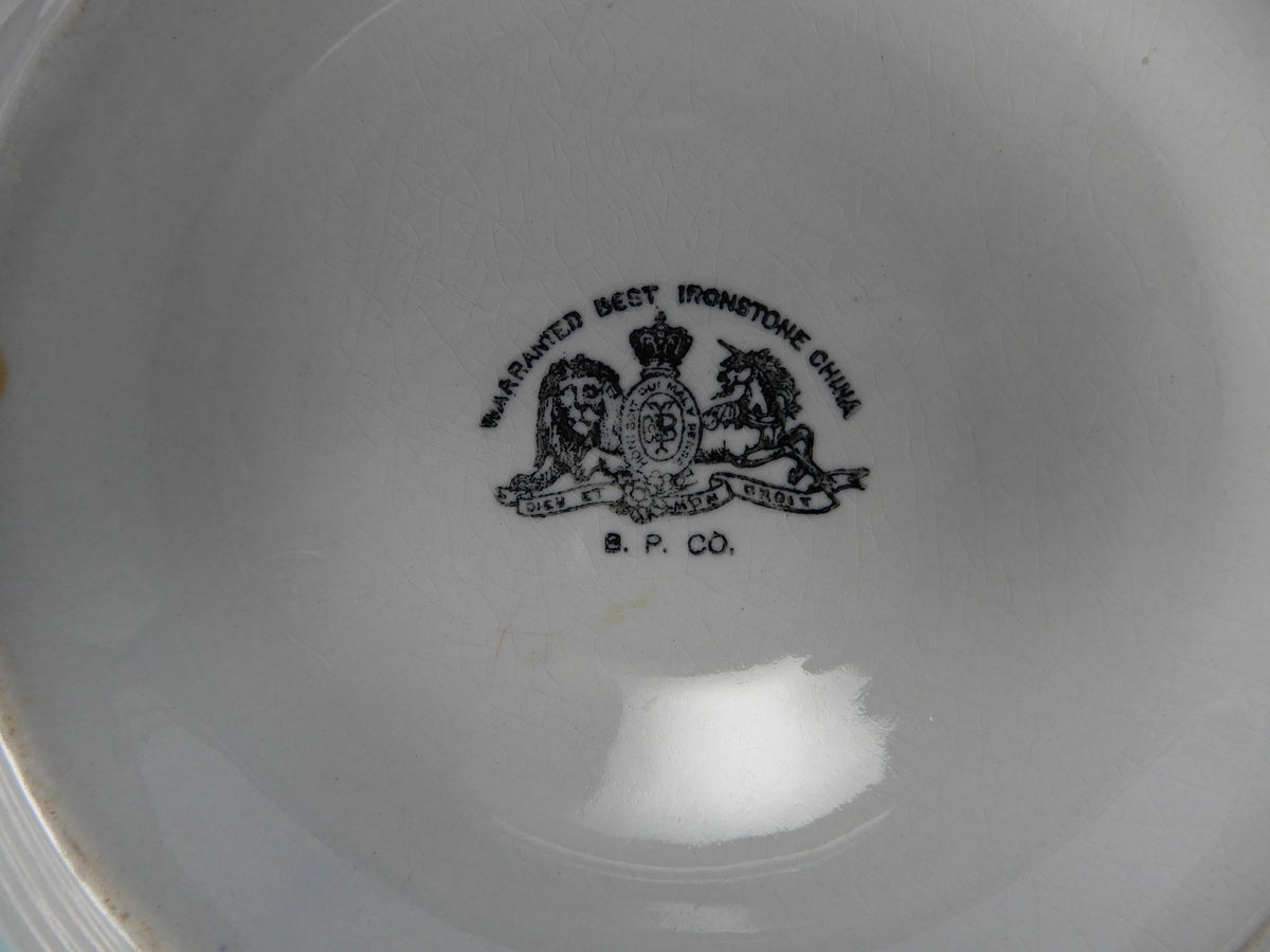 Antique B.P. Co. White Ironstone Wash Basin Bowl Cottagecore Kitchen Decor