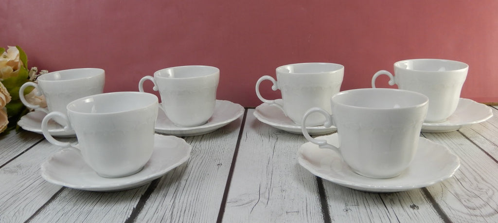 Seltmann Weiden Bavaria West Germany Theresia White Flat ~ 6 of Cups and Saucers