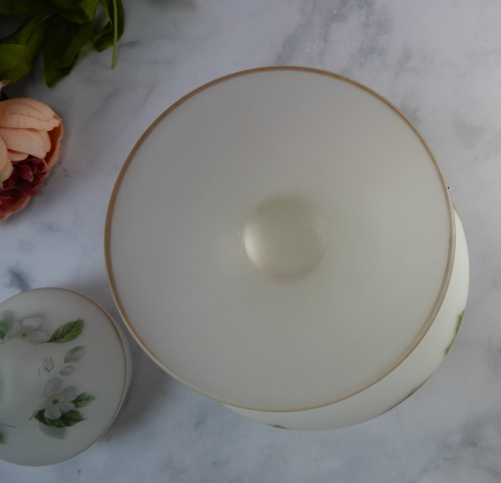 Vintage Norleans Italy Covered Compote Satin Frosted Glass Pedestal Candy Dish