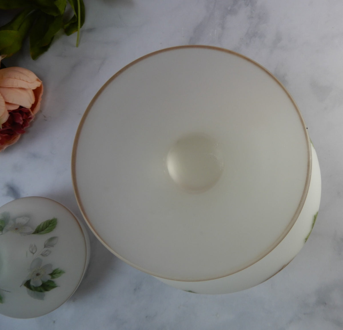 Vintage Norleans Italy Covered Compote Satin Frosted Glass Pedestal Candy Dish