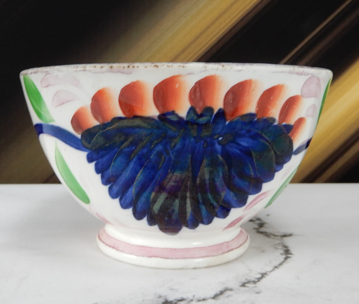 Antique Duch Gaudy Welsh Regout Grape Pattern Small Bowl
