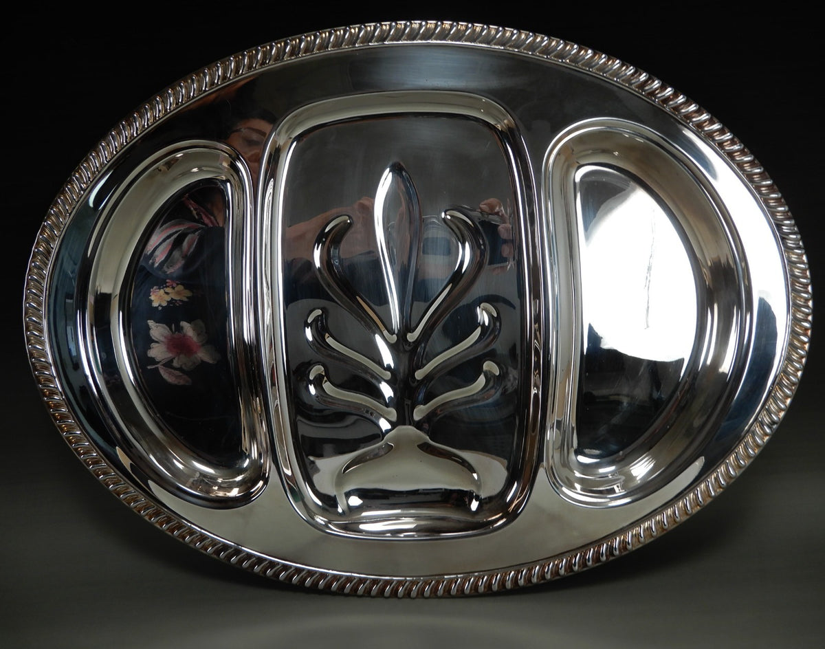 MRR S English Silver Mfg Co Silver-Plated Tree of Life Meat Carving Tray 21-3/4"