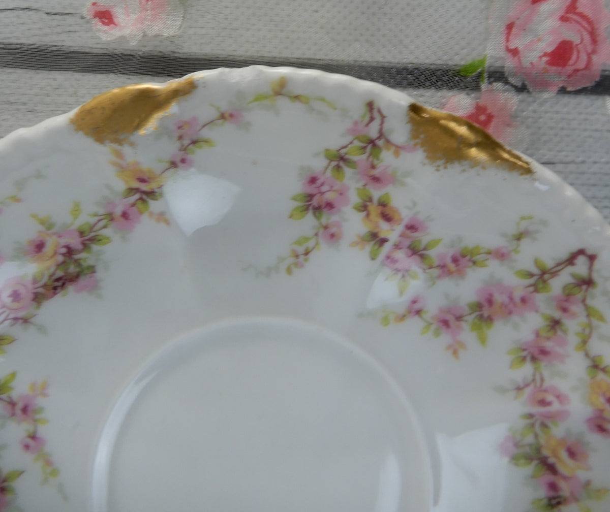12 Piece Antique Theodore Haviland Limoges Schleiger 145 with Chips