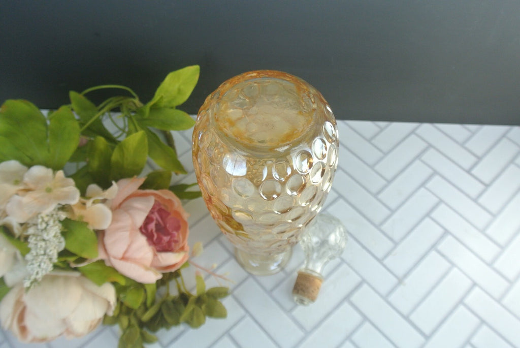 Vintage Carnival Glass Decanter Marigold Thumbprint Decanter Bottle