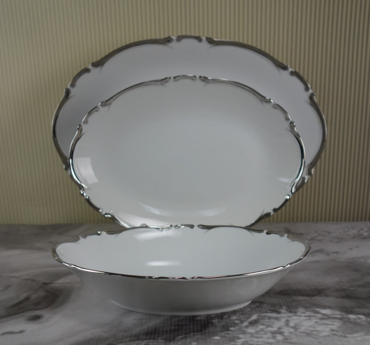 Harmony House "Starlight" Made in Japan~Two Platters and One Oval Vegetable Bowl