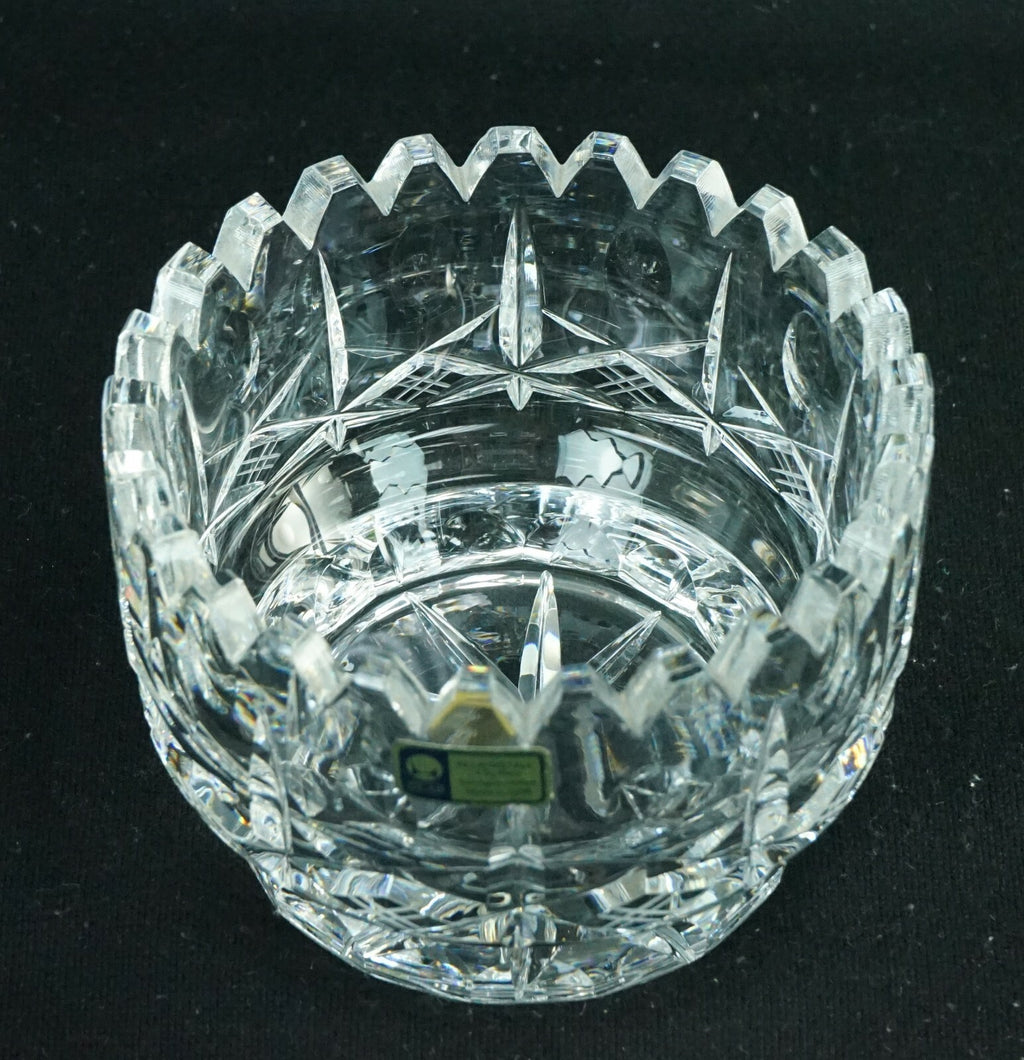 Lausitzer Deep Cut Crystal 4.5" Round Bowl 4.5" Tall Original Lausitzer Label