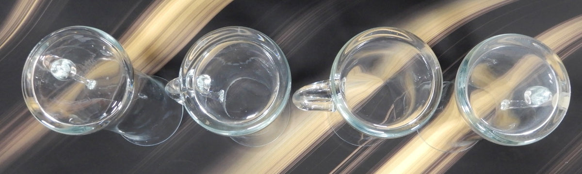 Four 16 0z Beer Mug Thin Glass Cup Stein Barware Brewery with Handle