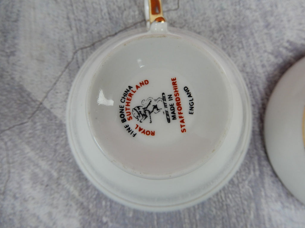 Set of Two Vintage Royal Sutherland Fine Bone China Cup and Saucer Set England