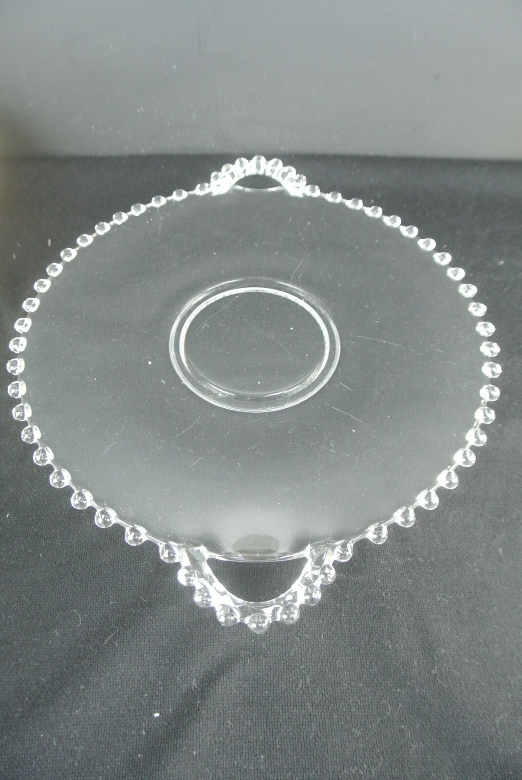 Set of Two Vintage Imperial Candlewick Glass Sandwich Trays with Handles