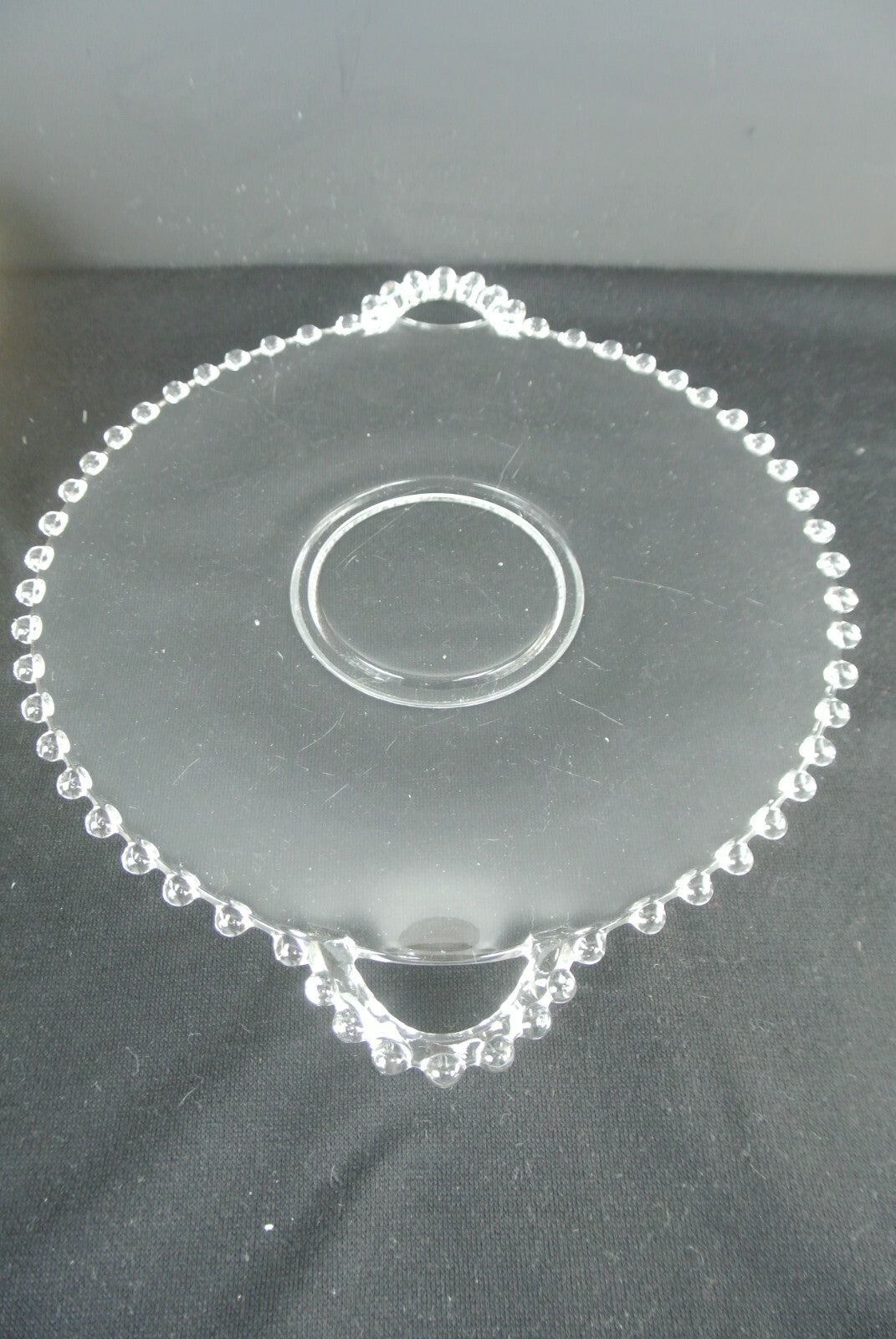 Set of Two Vintage Imperial Candlewick Glass Sandwich Trays with Handles
