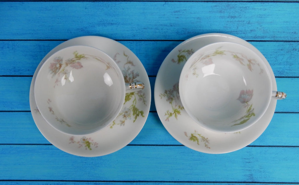 Vintage Set of Two Haviland Limoges Schleiger 79 Flat Cups And Saucers