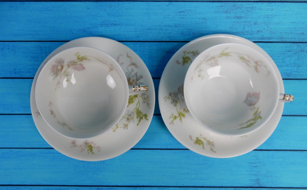 Vintage Set of Two Haviland Limoges Schleiger 79 Flat Cups And Saucers