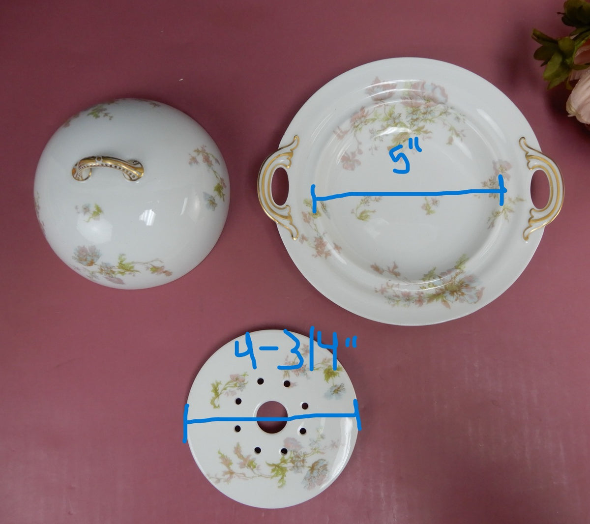 Vintage Haviland Limoges Schleiger 79  Covered Butter or Cheese Dish W/Strainer