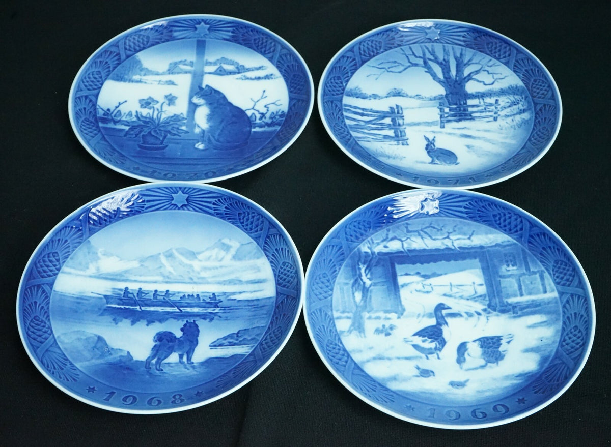 4 Royal Copenhagen Denmark Annual Christmas Plate 1968, 69, 70, 71 Kai Lange