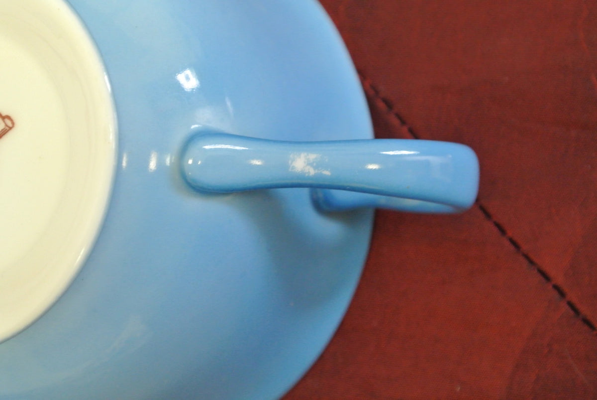 Set of 4 Noritake Blue Morimura China Cup and Saucer and Dessert Plate