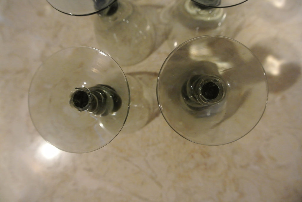 Set of 6 Smoky Blue Wine Glasses with twisted stem