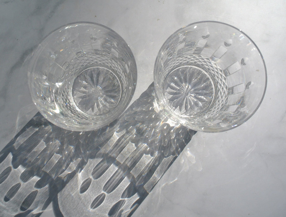 Set of Two Waterford  Crystal Happy Birthday Double Old Fashioned Glasses 12 oz