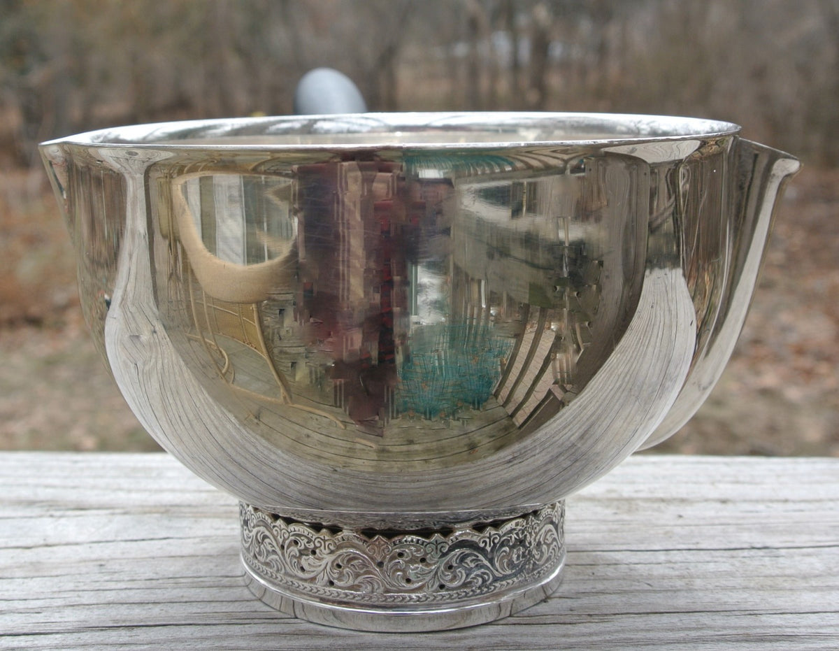 Hans Jensen Silver Plated 2 Spout With Wood Handle Bowl Made in Denmark