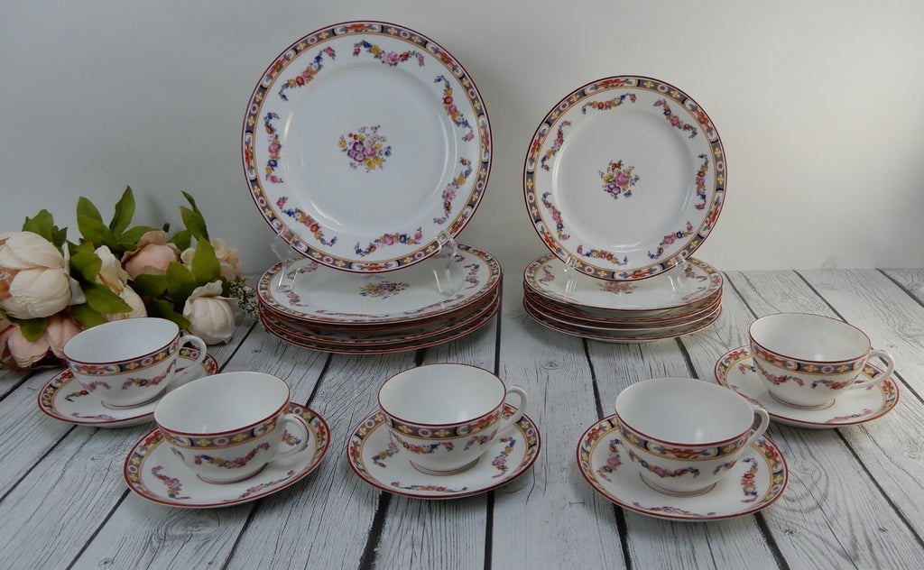 20 Pc 4-Piece 5 Place Setting Fraureth Saxony  Floral Bouquet "Standish"
