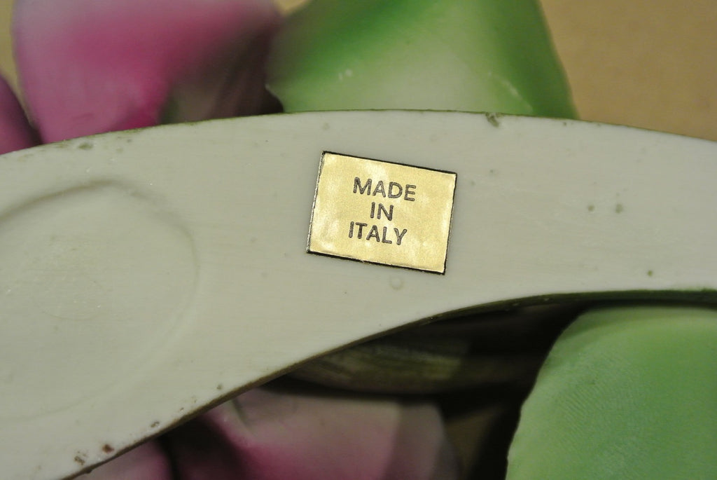 Vintage Ceramic Purple Rose made in Italy. Table Décor. Flower Figure