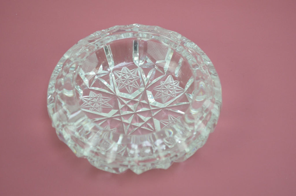 Vintage Clear Cut Crystal Star and Criss Cross Astray