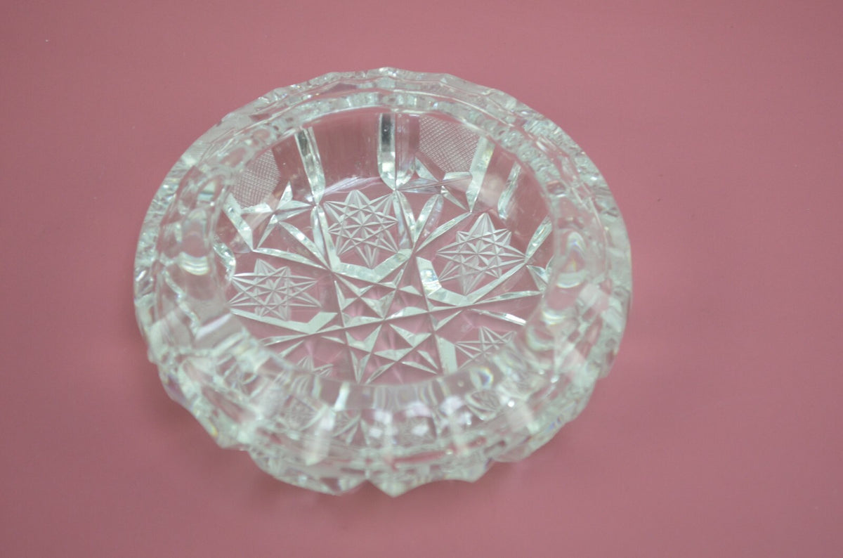 Vintage Clear Cut Crystal Star and Criss Cross Astray