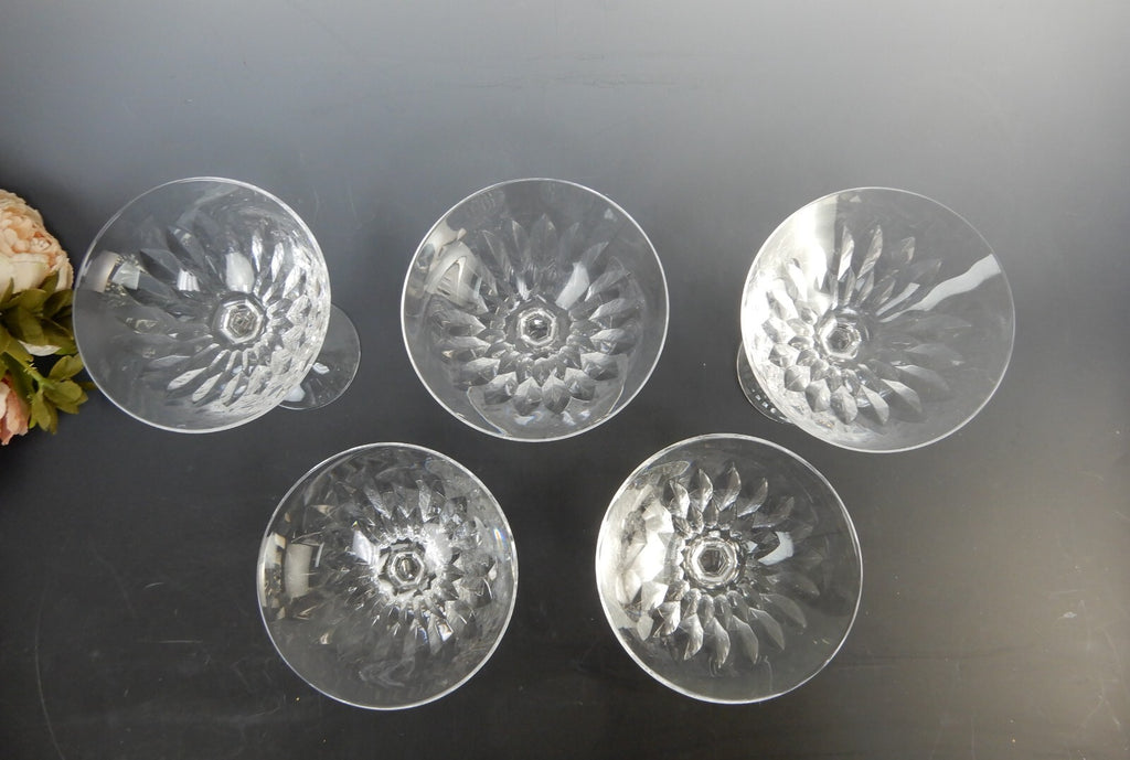 Josair Edith Crystal Stem 5 Saucer Champagne Feather Cuts Glasses