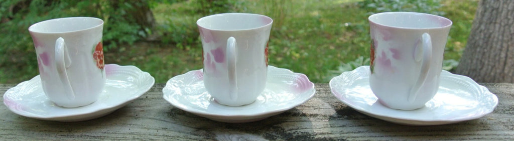 Set of 3 Small Chocolate/Coffee Cups and Saucers Mark Germany