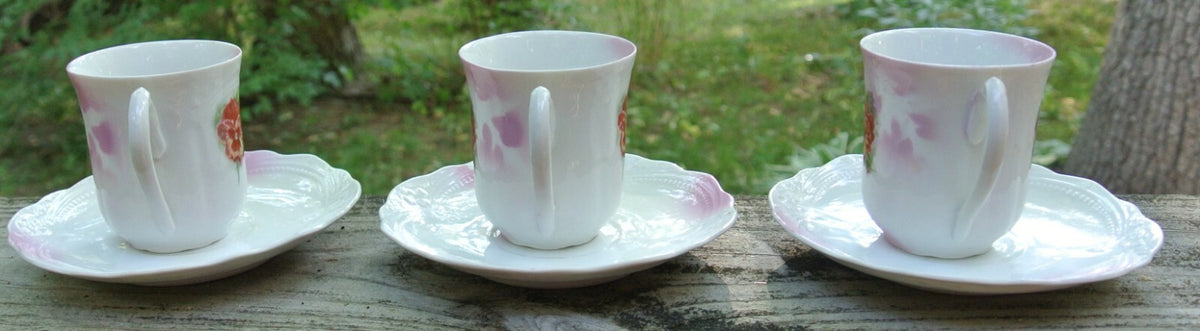 Set of 3 Small Chocolate/Coffee Cups and Saucers Mark Germany