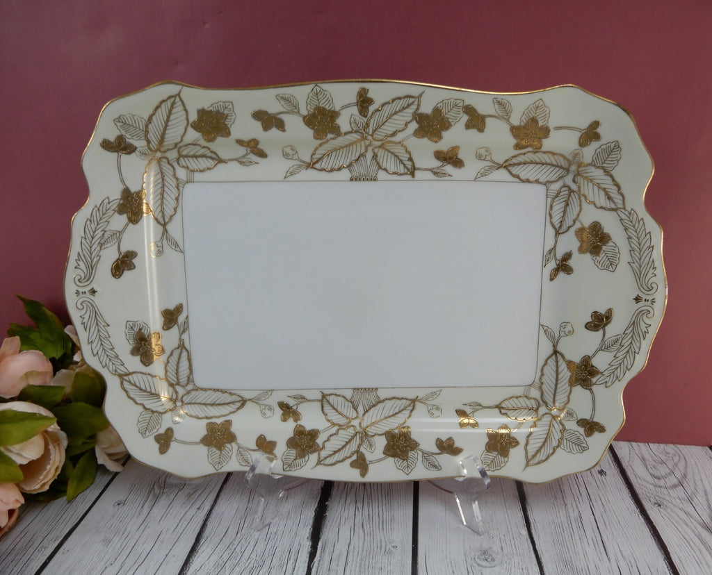 Gold Floral Anniversary Craftsman China Set of 16-3/8" Platter and Serving Bowl