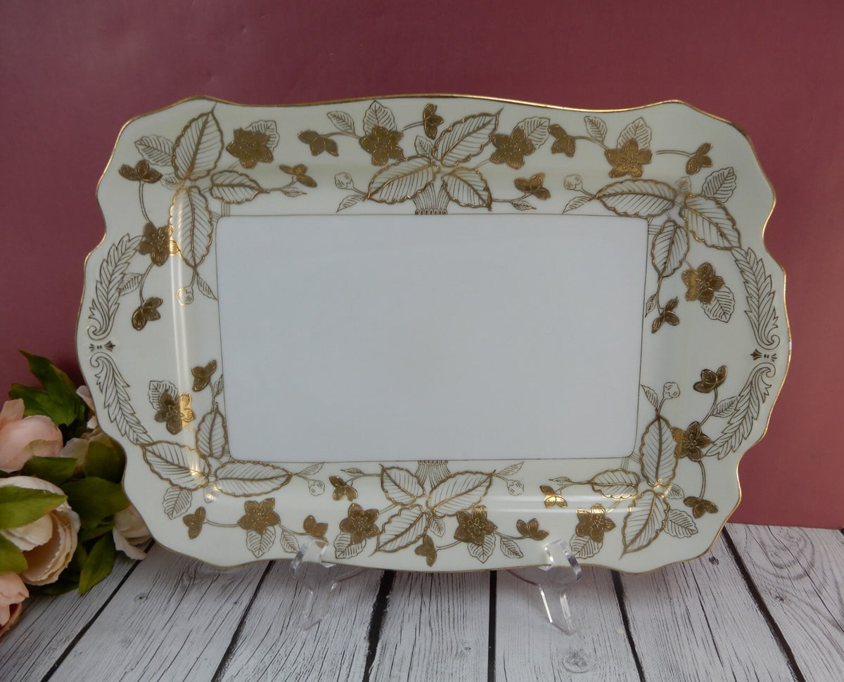 Gold Floral Anniversary Craftsman China Set of 16-3/8" Platter and Serving Bowl