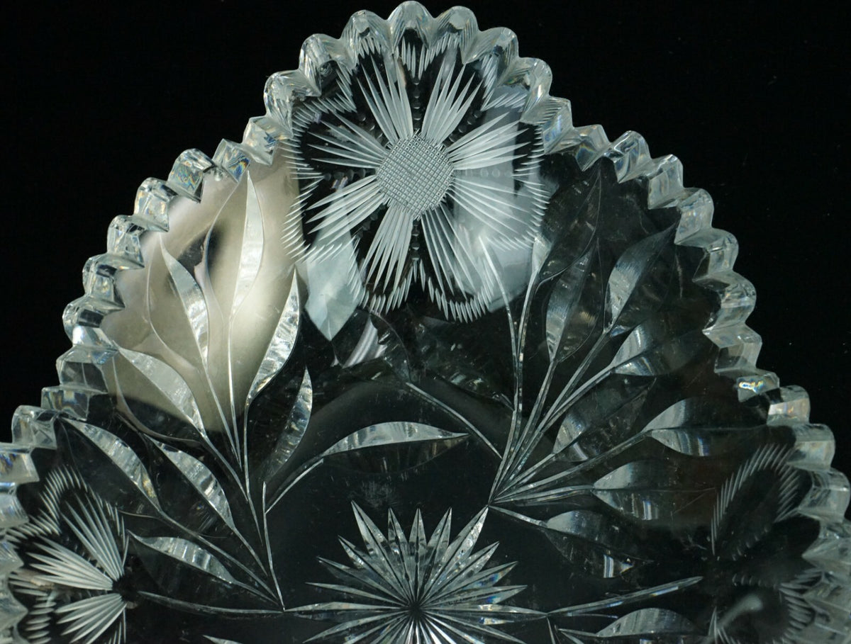Vintage Cut Glass Candy Dish, Floral Nut Bowl, Home Decor