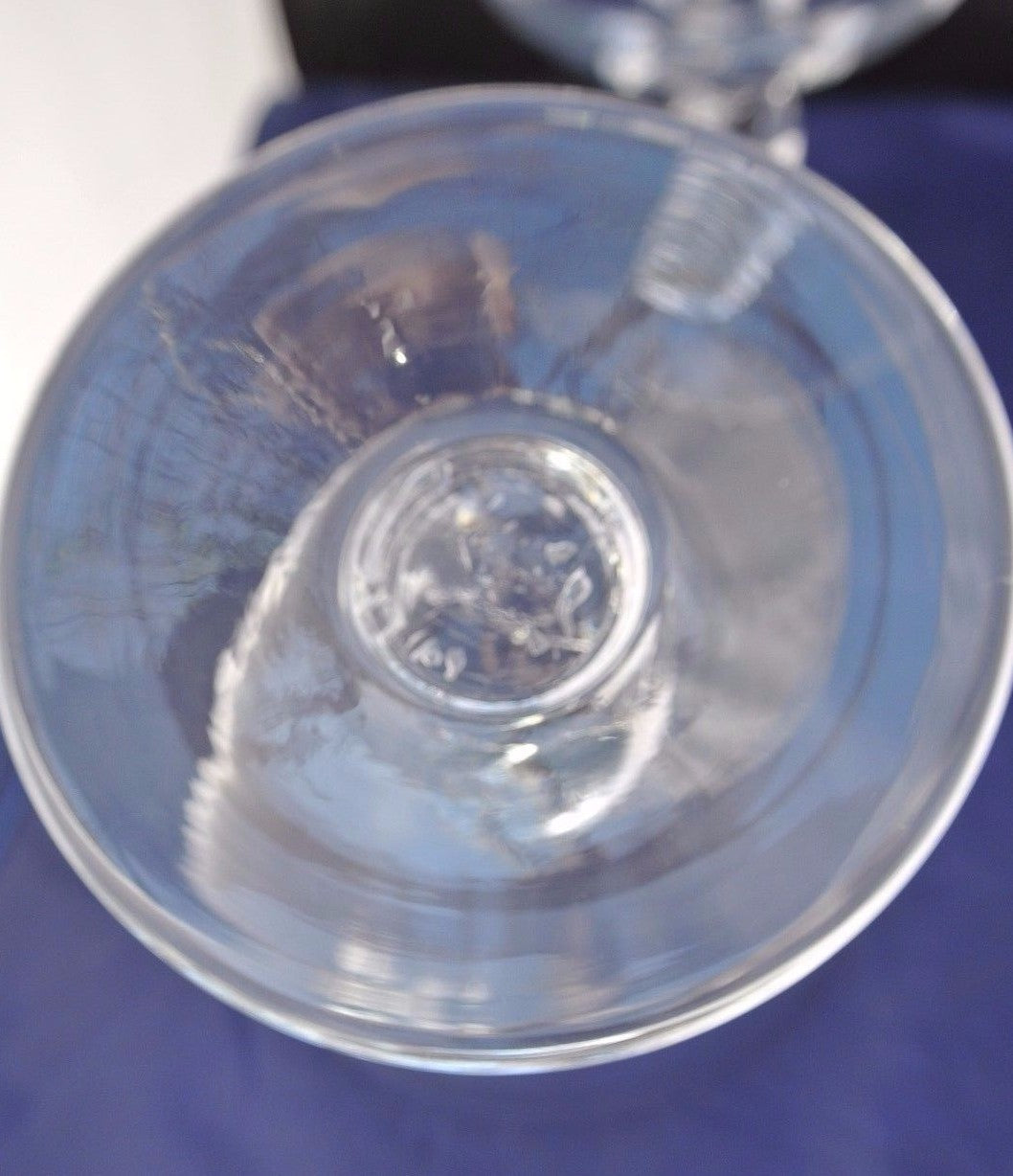 (4) Unique Shape Hand Blown Clear Glass Ice Cream Sundae, Margarita Glasses