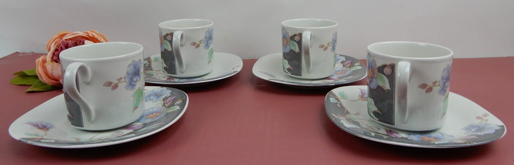Mikasa Tempo Eighty Floral Eclipse Set of 4 Cups and Saucers