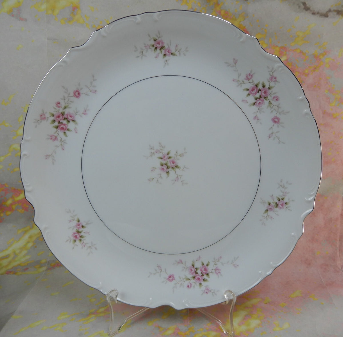 3 Pc Mikasa Fine China "Versalles" Serving Pieces Cake Plate, 2 Vegetable Bowls