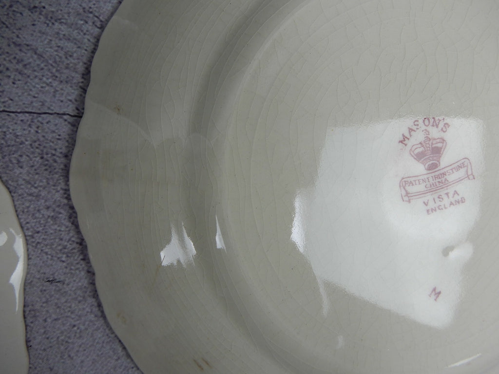 3 Mason's England Vista Red " 2 Luncheon Plate 1 Salad Plate " Made in England