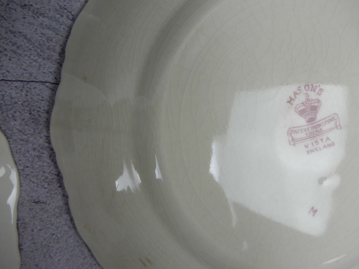 3 Mason's England Vista Red " 2 Luncheon Plate 1 Salad Plate " Made in England