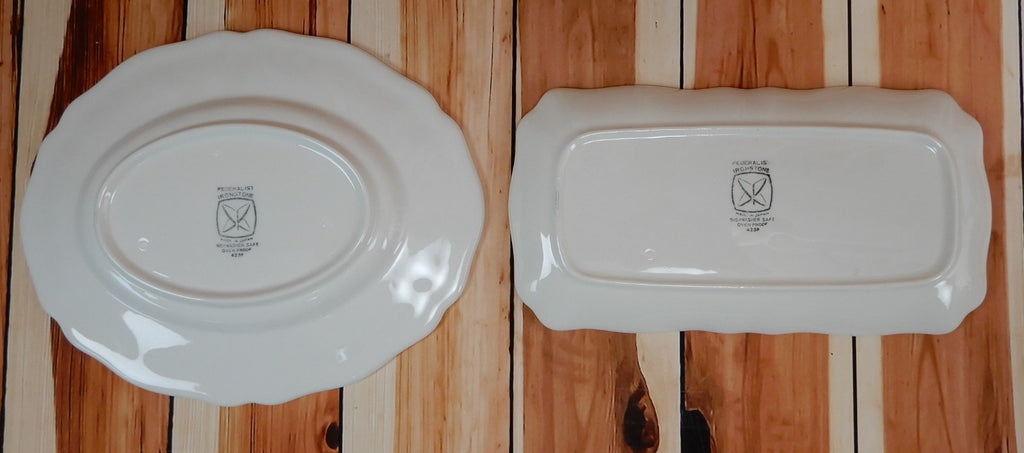 Federalist Ironstone White Made in Japan Gravy Boat Underplate and Butter Dish