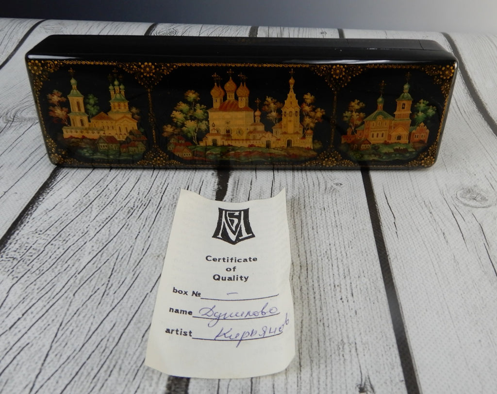 Russian Lacquer Box Kholui Jewelry Trinket Hand Painted Box