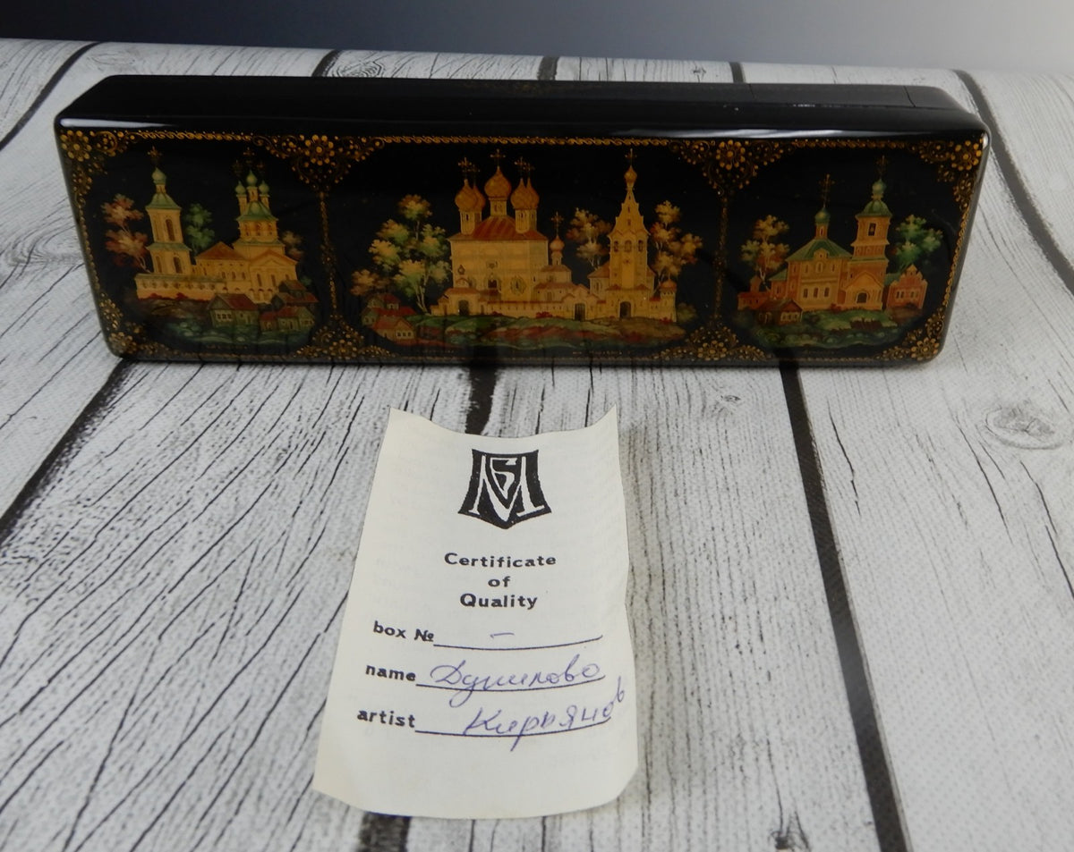 Russian Lacquer Box Kholui Jewelry Trinket Hand Painted Box