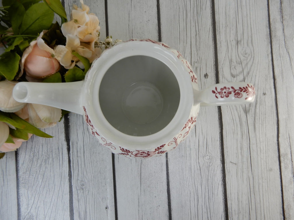 Vintage Johnson Bros. Indies White/ Pink Floral Ironstone Tea Pot England